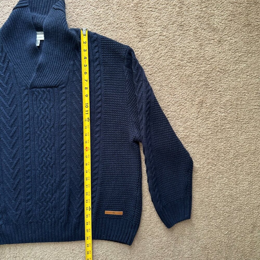 Joseph Abboud Sweater Mens 4X Wool Blend Cowl Neck Navy Blue Pullover Cableknit - Picture 6 of 10